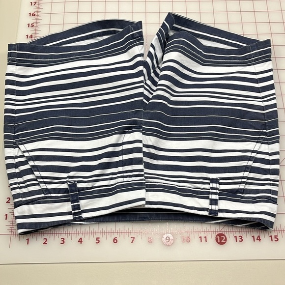 CASLON Navy/White Cotton 4 Pocket Nautical Stripe Beachy Picnic Preppy Shorts 0 - Picture 13 of 14